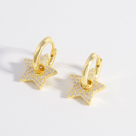 Sterling Silver Zircon Star Earrings