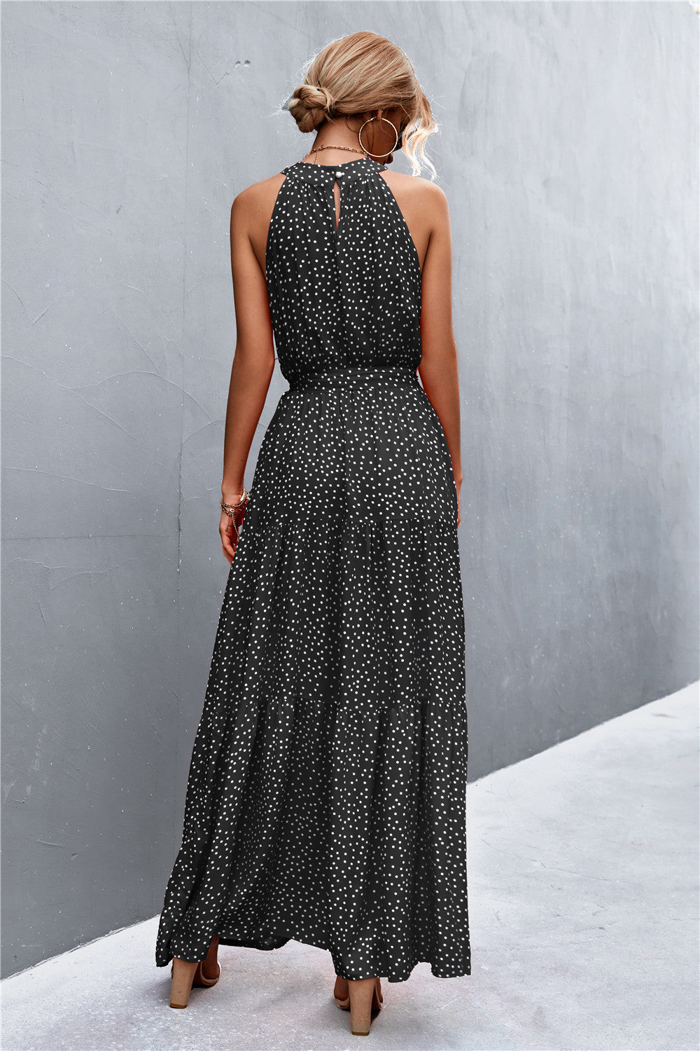 Stylish Printed Tie Waist Maxi Dress – Effortless Elegance