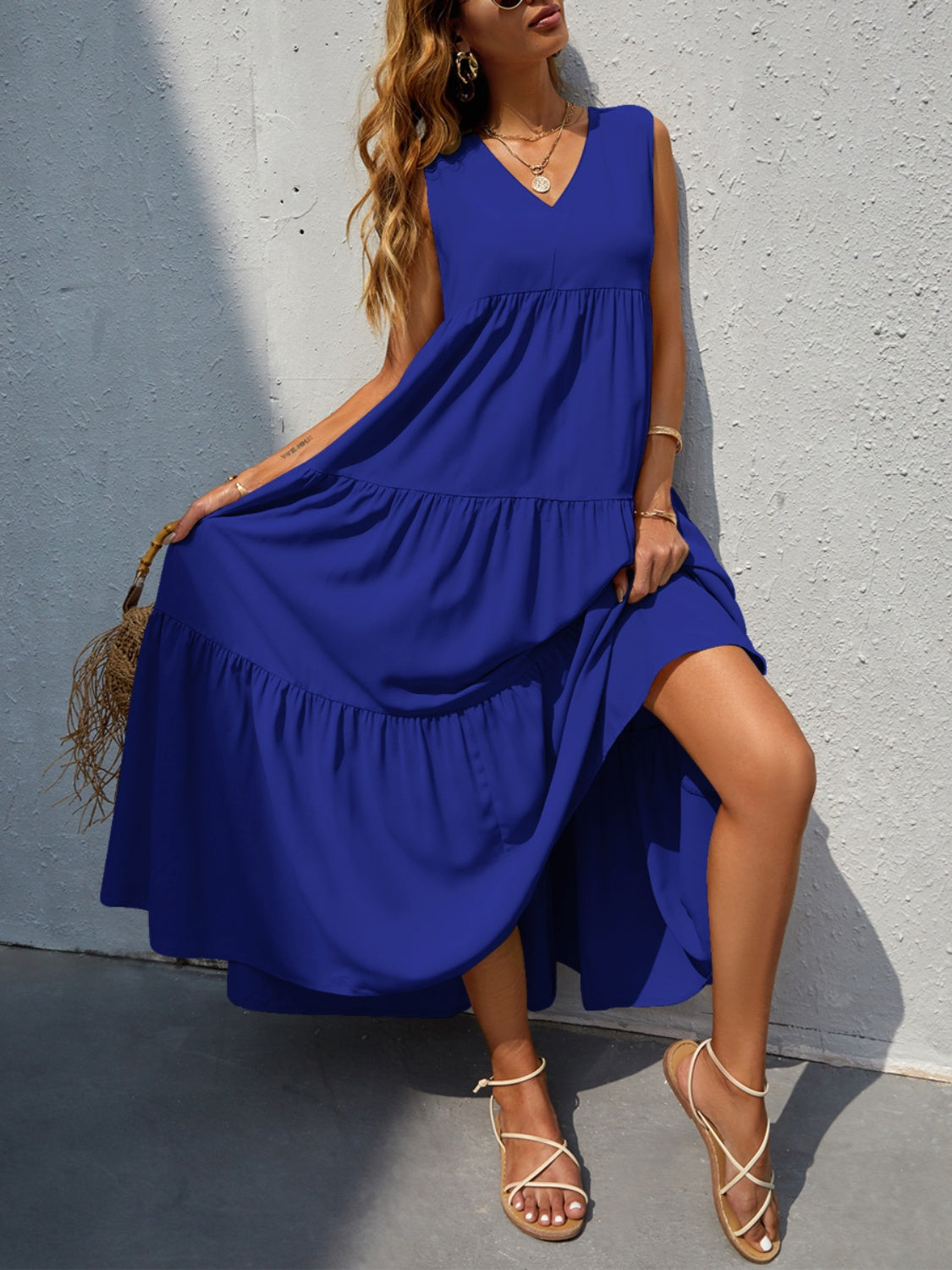 Elegance Redefined: Tiered V-Neck Sleeve Dress