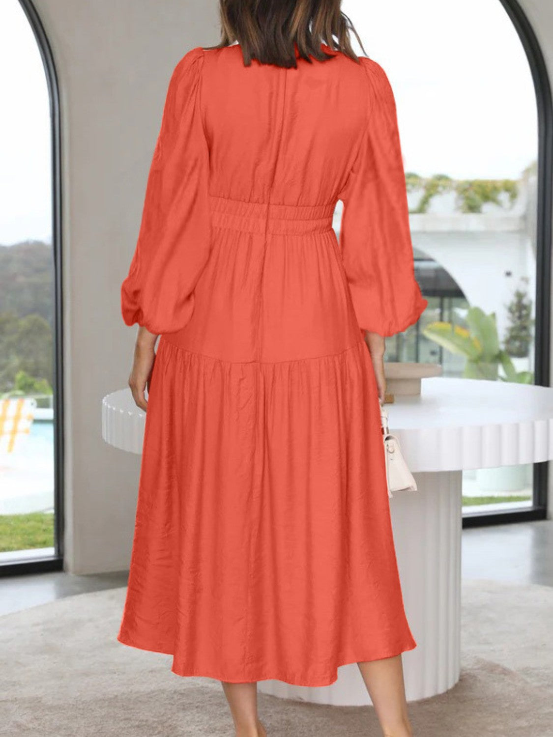 Unleash Your Style: Deep V-Neck Balloon Sleeve Maxi Dress