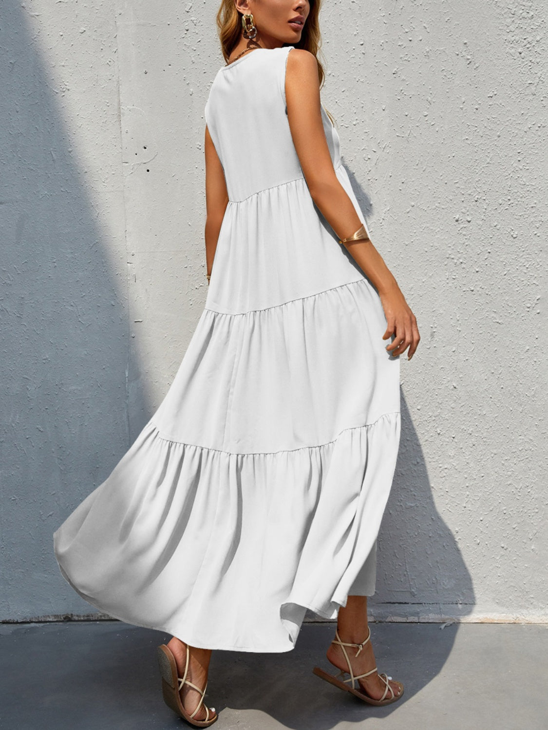 Elegance Redefined: Tiered V-Neck Sleeve Dress