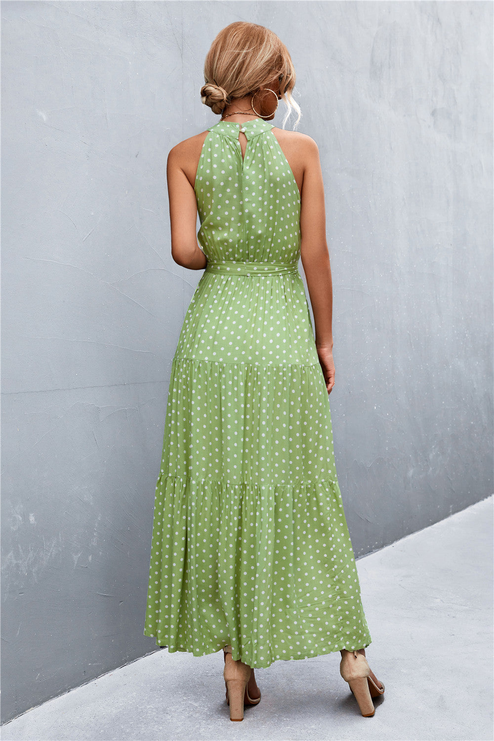 Stylish Printed Tie Waist Maxi Dress – Effortless Elegance