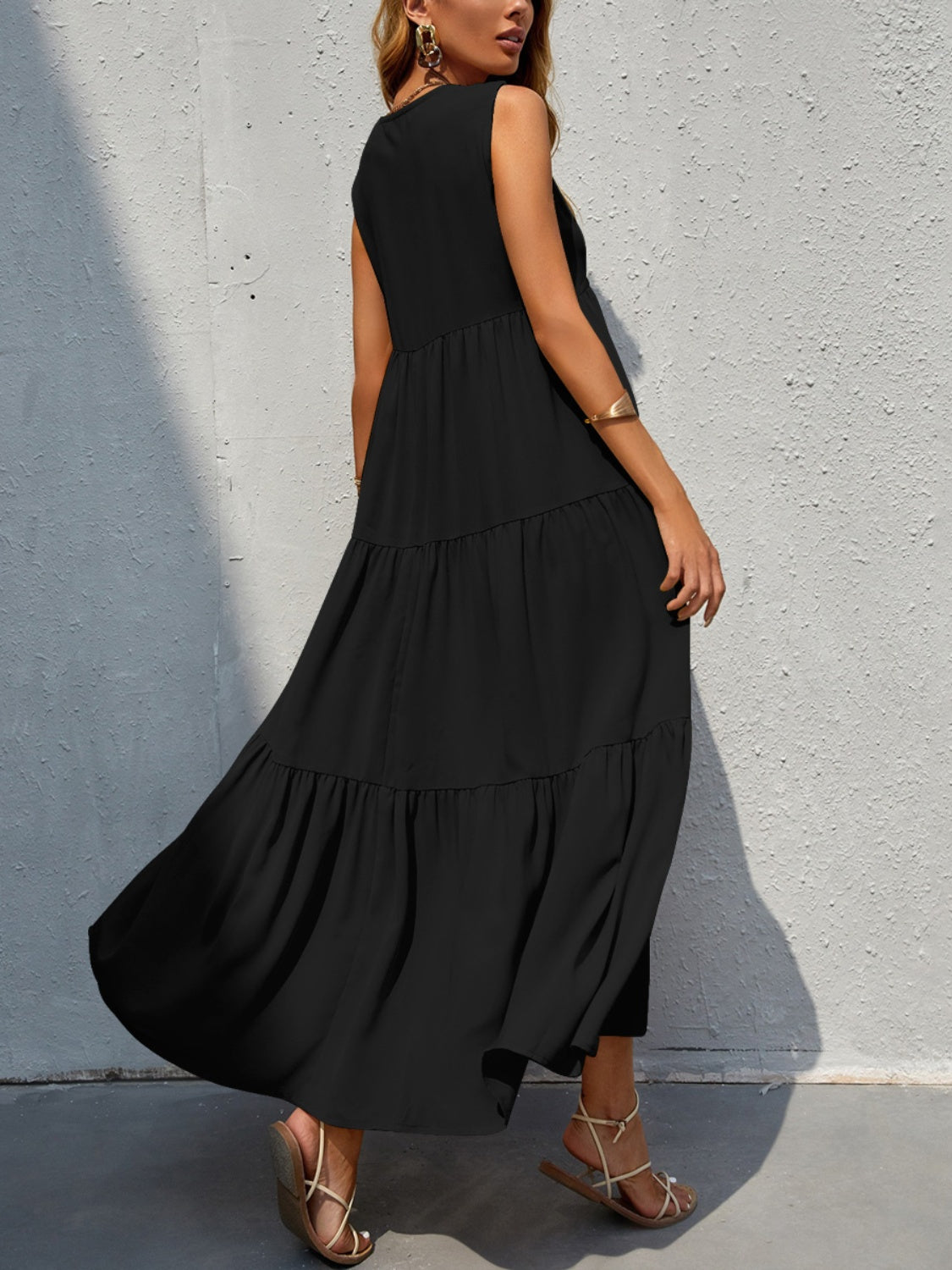 Elegance Redefined: Tiered V-Neck Sleeve Dress