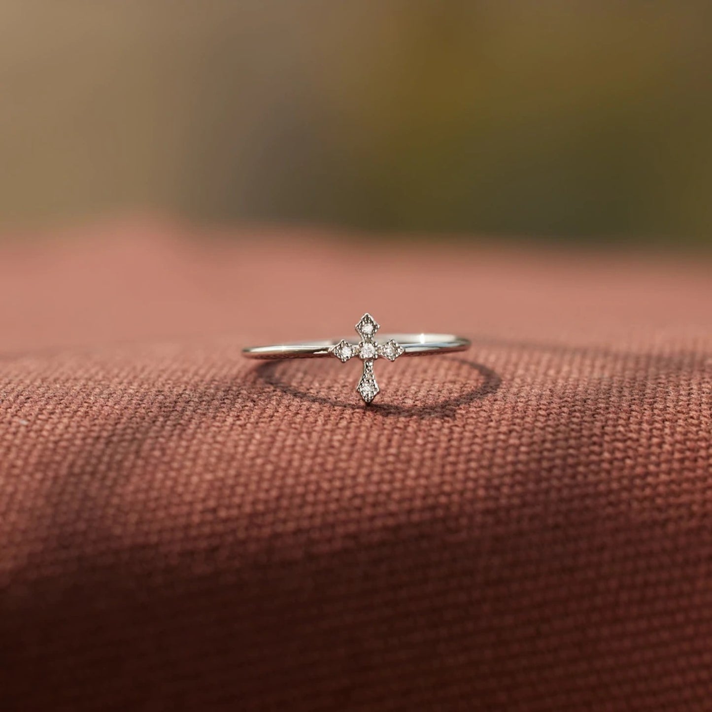 925 Sterling Silver Cross Ring - Side View: Delicate and elegant, our sterling silver cross ring is the perfect accessory for everyday wear.