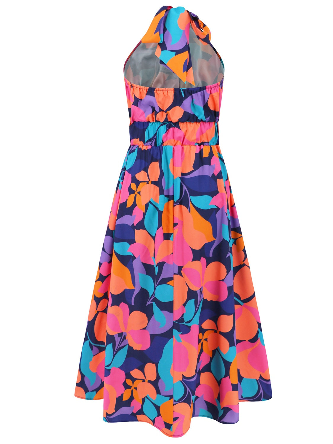 Unleash Your Inner Glam with the Ruched Printed Halter Neck Sleeveless Dress