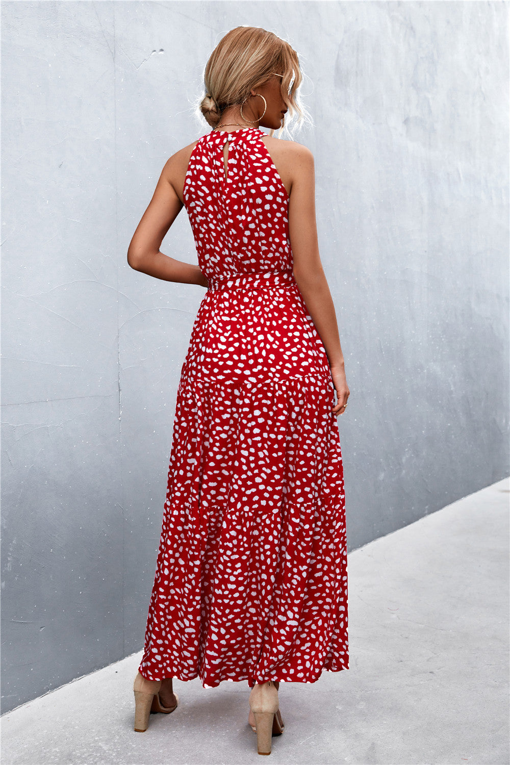 Stylish Printed Tie Waist Maxi Dress – Effortless Elegance