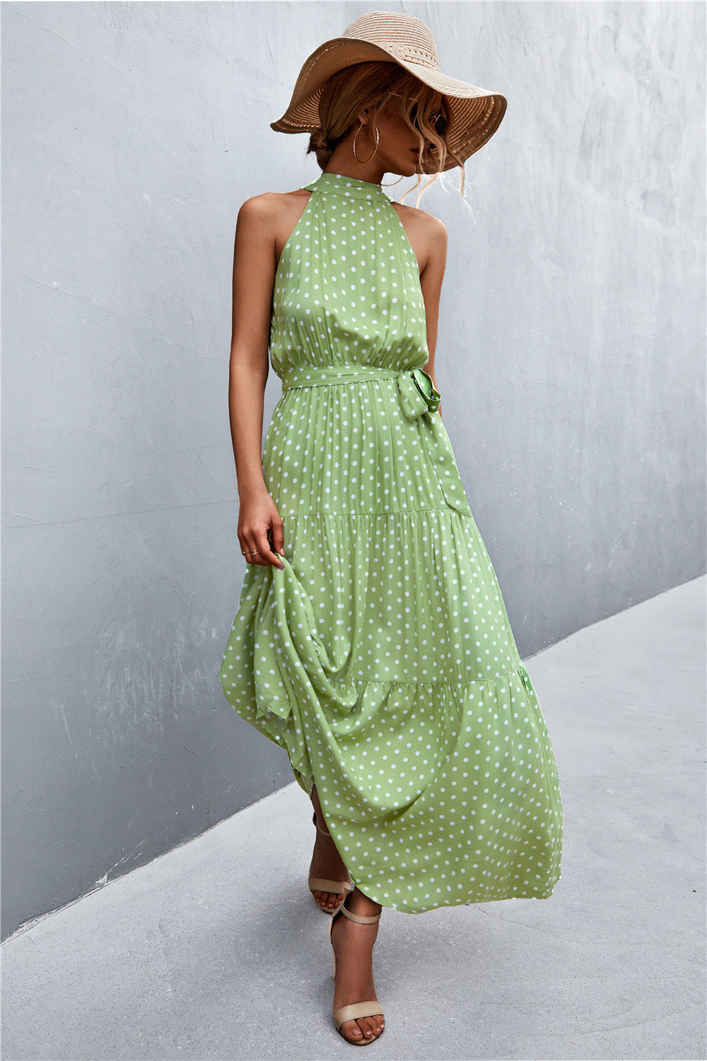 Stylish Printed Tie Waist Maxi Dress – Effortless Elegance