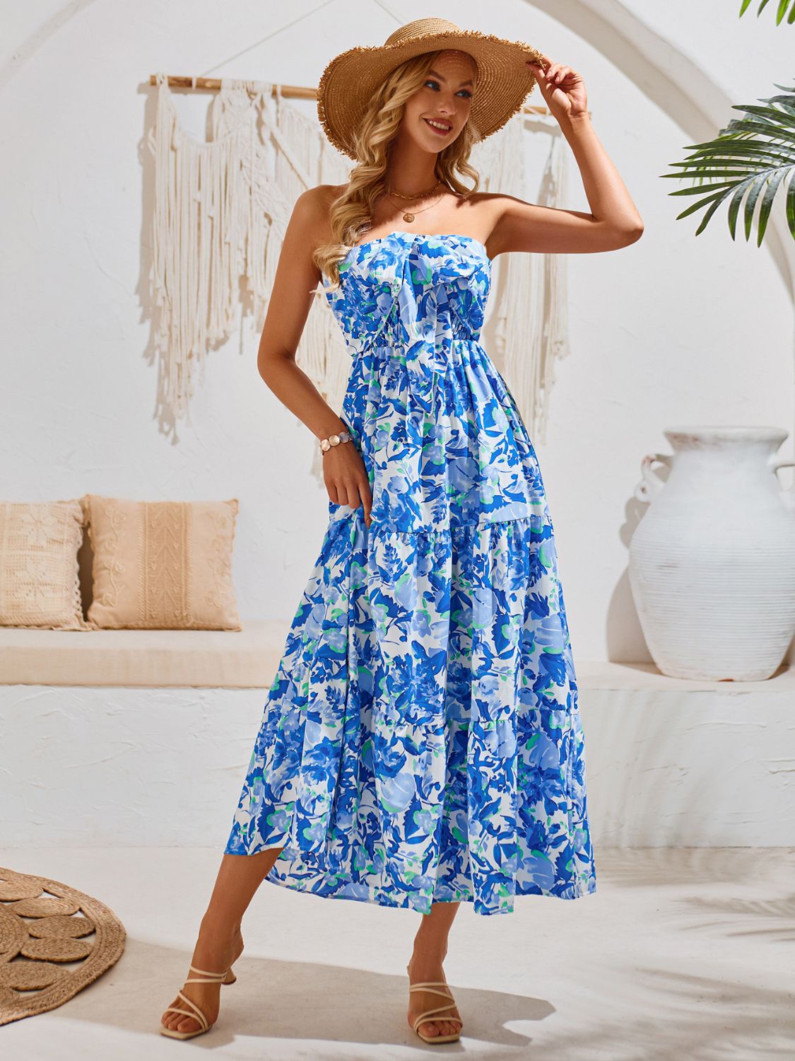 Indulge in charming smocked detailing and playful tiered design with our Smocked Printed Midi Dress. Stand out with vibrant prints and feel confident in the flattering silhouette. Elevate your style effortlessly with this enchanting ensemble. Summer DressesShop now!