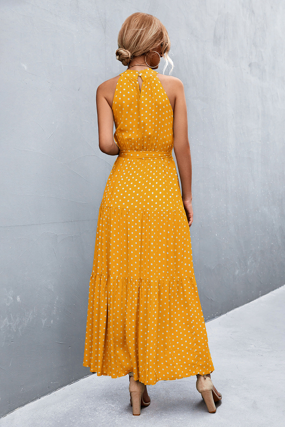 Stylish Printed Tie Waist Maxi Dress – Effortless Elegance