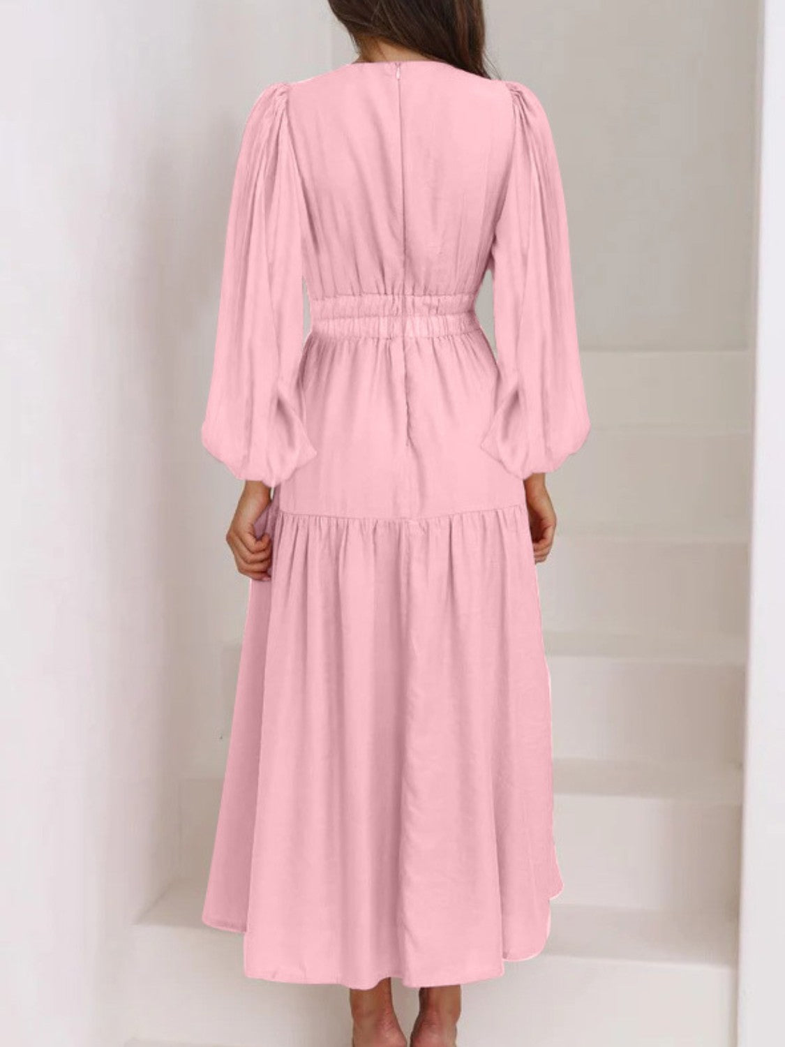 Unleash Your Style: Deep V-Neck Balloon Sleeve Maxi Dress