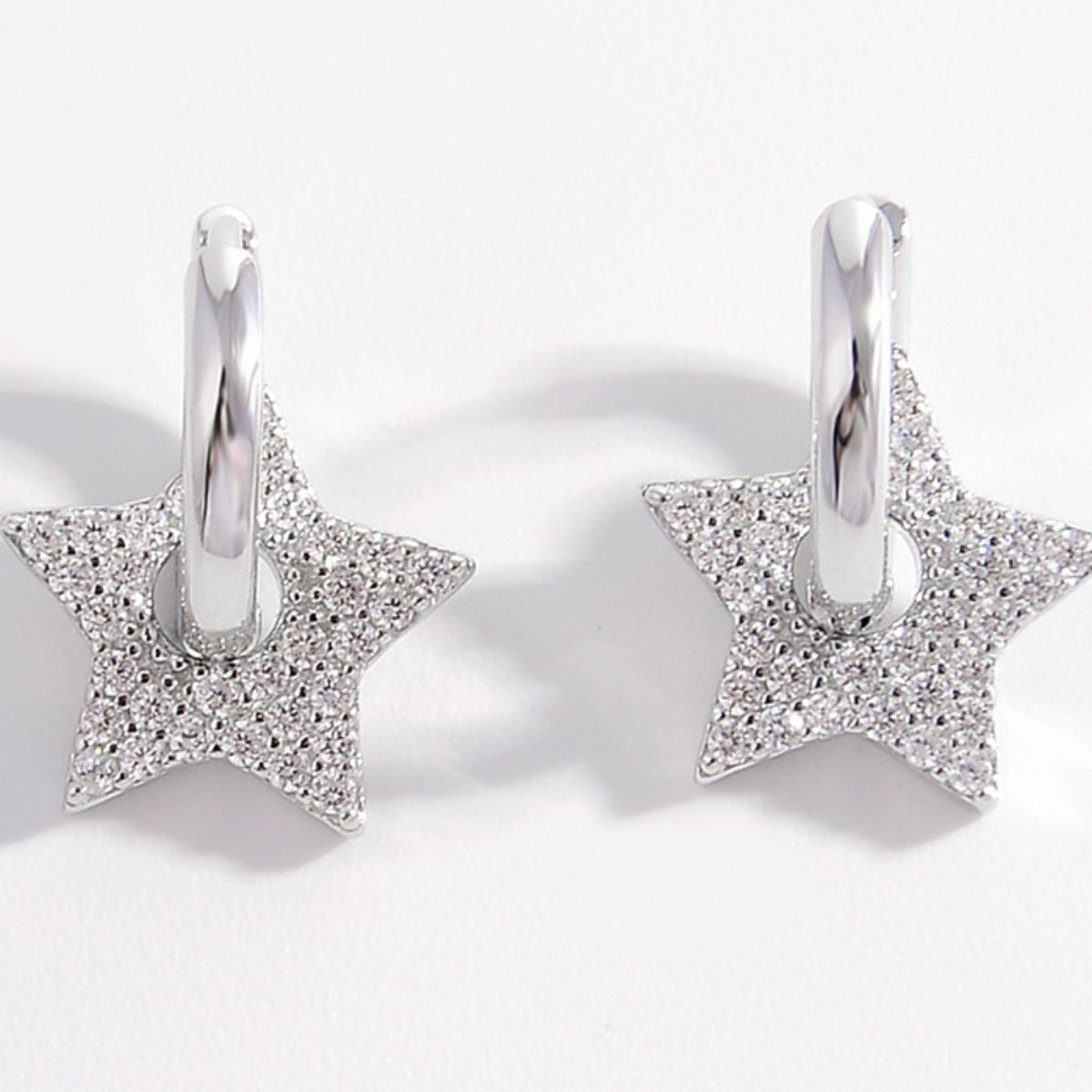 Sterling Silver Zircon Star Earrings