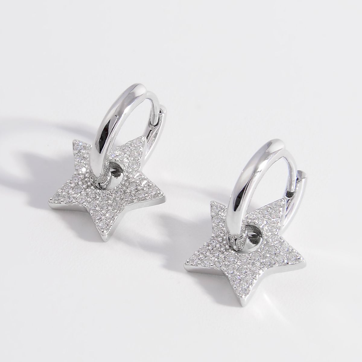 Sterling Silver Zircon Star Earrings