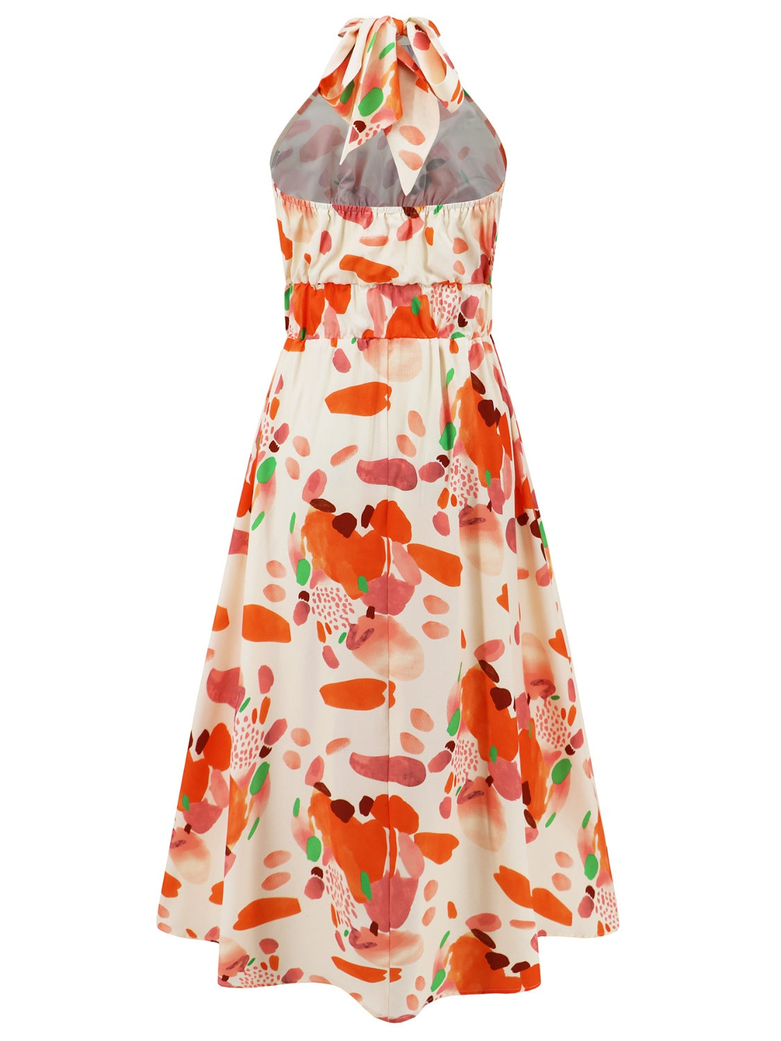 Unleash Your Inner Glam with the Ruched Printed Halter Neck Sleeveless Dress