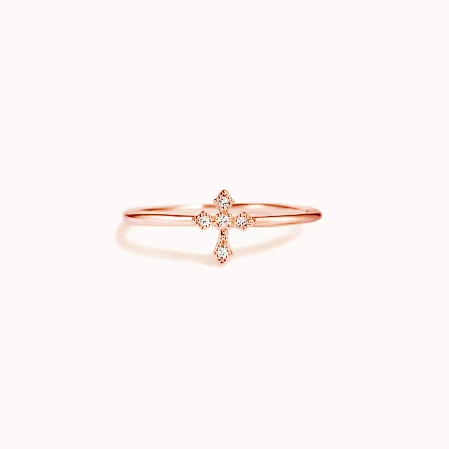 925 Sterling Silver Cross Ring - Side View: Delicate and elegant, our sterling silver cross ring is the perfect accessory for everyday wear.